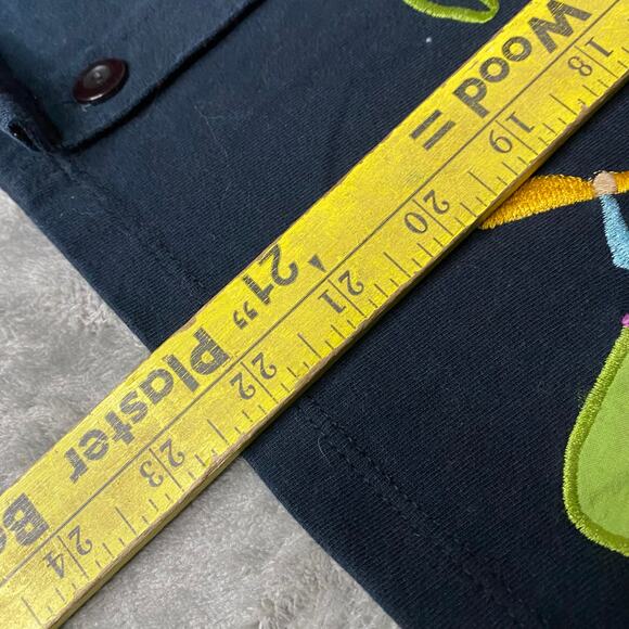 Vintage Michael Simon Lite Art Deco Angels Trumpets Black Cardigan Sweater XL - Picture 7 of 7